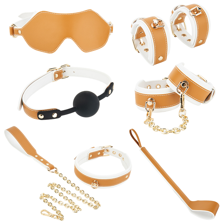 6PCS Giallo BDSM Bondage Kit Coppia sexy Giocattoli per adulti per SM Fetish Roleplay e Bondage Slave Gioca Regalo perfetto regalo