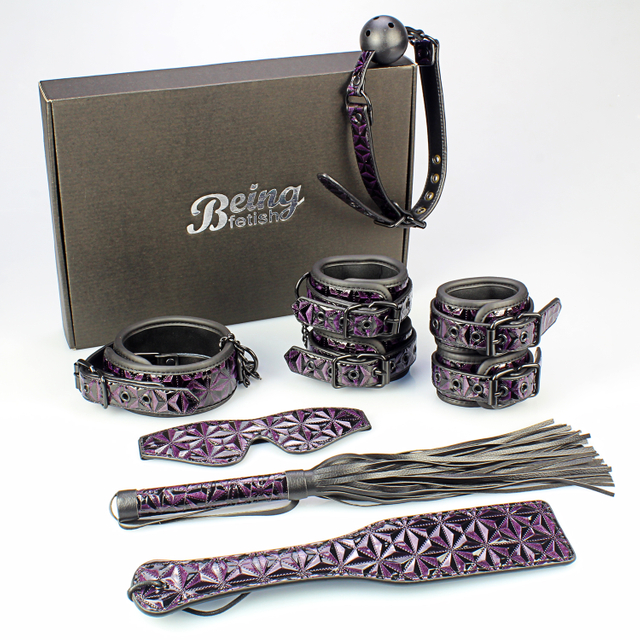 7PSC Volwassen speelgoed bondageset 7-delige paarse diamant BDSM-cadeauset voor koppels