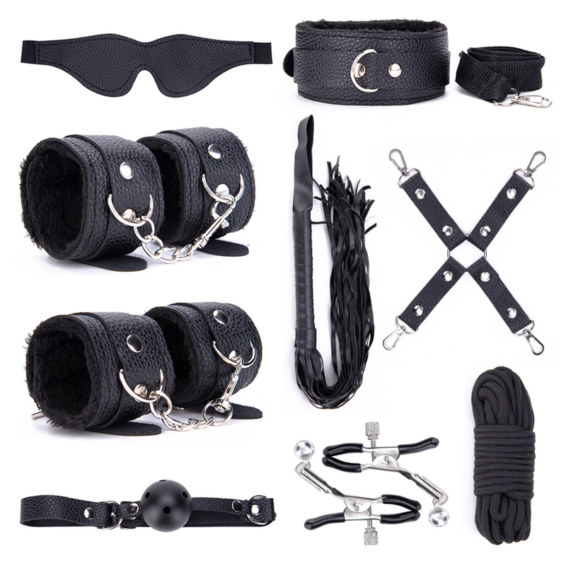 9PSC SM エロロールプレイキット 9 ピース本革ボンデージセットカップル BDSM コスプレとファンタジー用