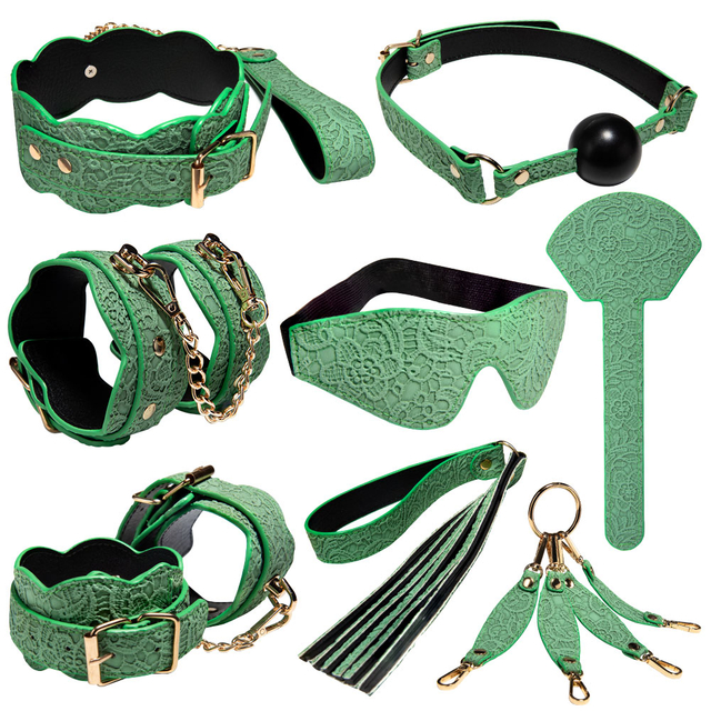 7PCS groene vrouwelijke bondagekit sexy paar volwassen speelgoed voor bondagespel aanwezig cadeau premium bdsm bondageset
