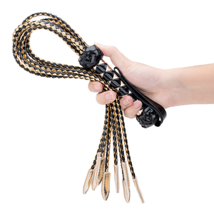 Zwart en goud Flog stijl mooie BDSM Heart Passion PU lederen BDSM zweep