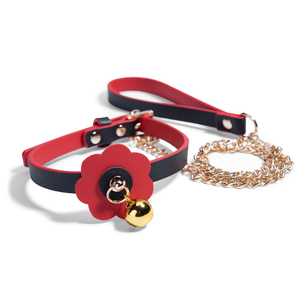 Luxe rode halsband met riem en bel voor seksspelletjes voor volwassenen