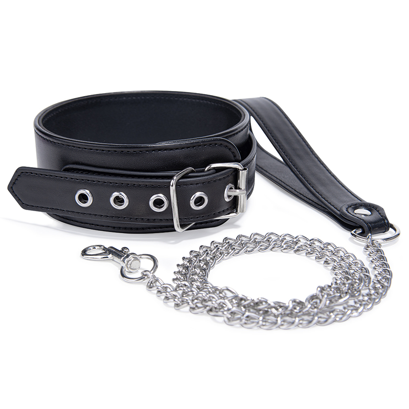 Gotische vrouwelijke bondageset met verstelbare kraag en ketting voor spelen met volwassenen