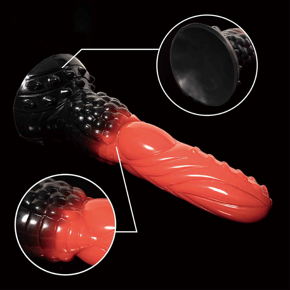 Dunkler Monsterdildo, k&uuml;nstlicher Sauger, gro&szlig;er Penis 