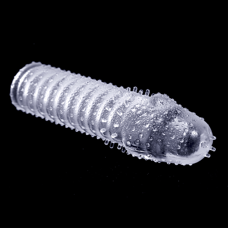 Gepunktete, gerippte Verz&ouml;gerungshilfe zur Verdickung von Dornenkondomen