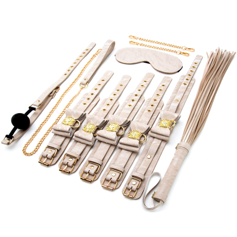 Hot 6 Pz/set Giocattoli Del Sesso Per La Donna Cuoio SM Bondage Sesso Set Manette Manette Frusta Corda Benda Giocattolo Del Sesso Erotico per coppia