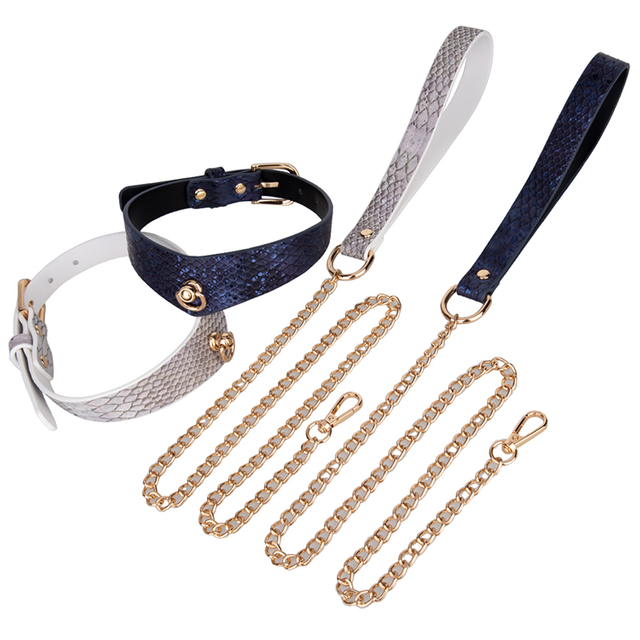 Collare per bondage in pelle PU con motivo serpente superiore Collare per collo di contenimento per l'esplorazione BDSM delle coppie