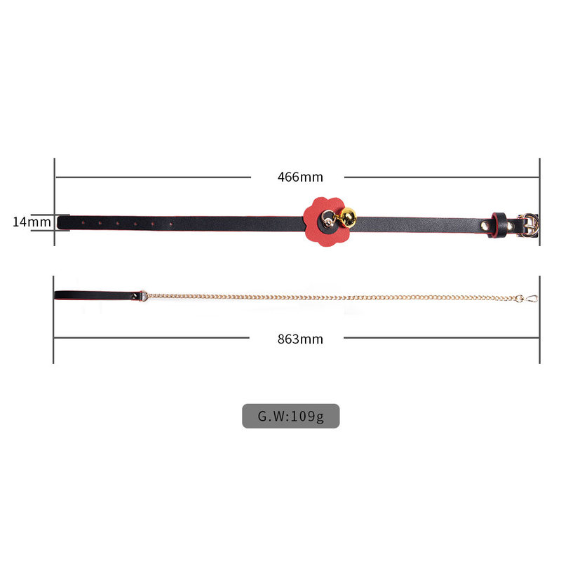 Luxuri&ouml;ses rotes Halsband mit Leine und Gl&ouml;ckchen f&uuml;r Sexspiele mit Bondage-Fesseln f&uuml;r Erwachsene