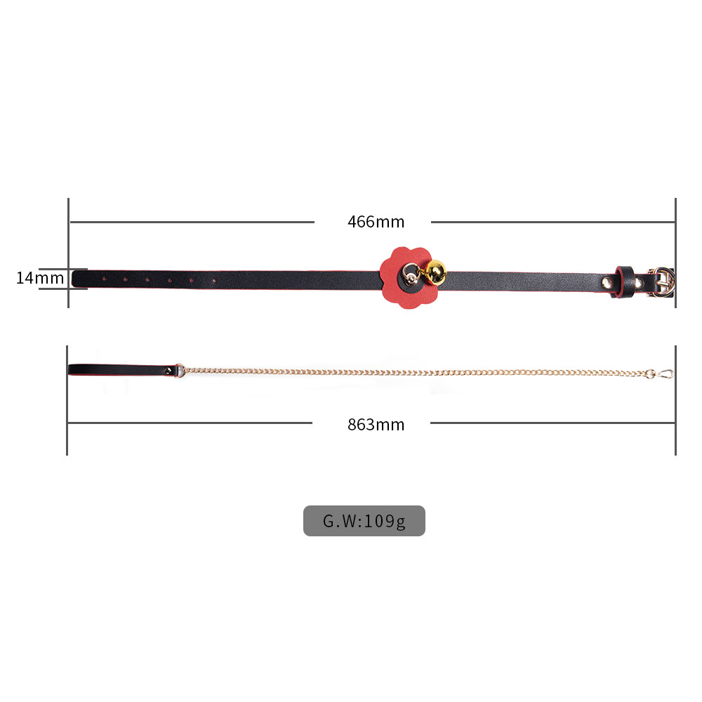 Luxuri&ouml;ses rotes Halsband mit Leine und Gl&ouml;ckchen f&uuml;r Sexspiele mit Bondage-Fesseln f&uuml;r Erwachsene
