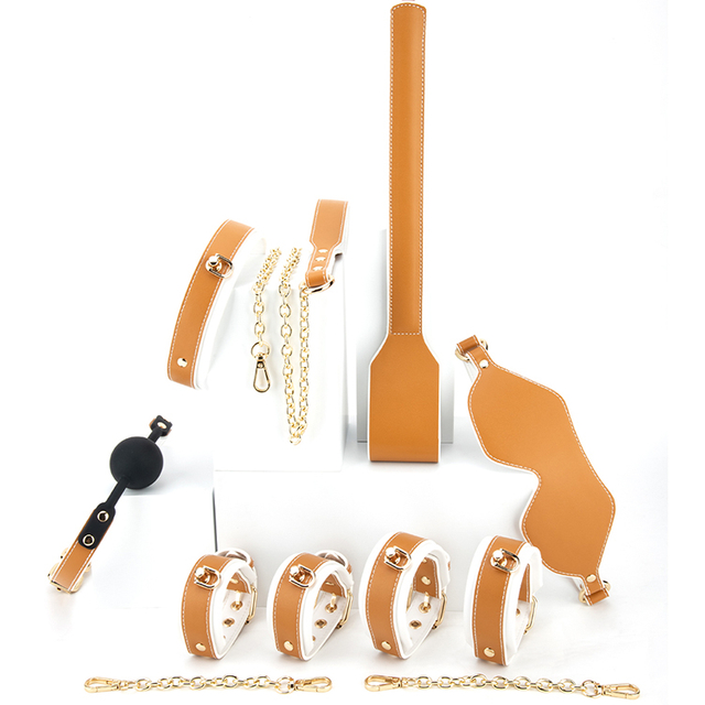 6-teiliges gelbes BDSM-Bondage-Set, sexy Paare, Spielzeug f&uuml;r Erwachsene f&uuml;r SM-Fetisch-Rollenspiele und Bondage-Sklavenspiele, perfektes Geschenk