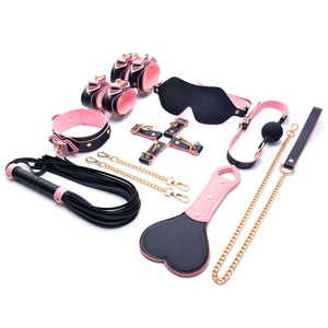 Kit di bondage da 8 pezzi Set di ritenuta in pelle PU Fetish BDSM