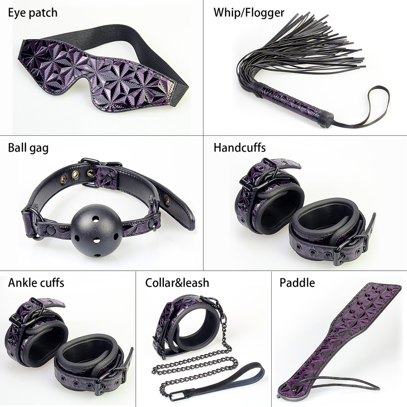 7PSC Volwassen speelgoed bondageset 7-delige paarse diamant BDSM-cadeauset voor koppels