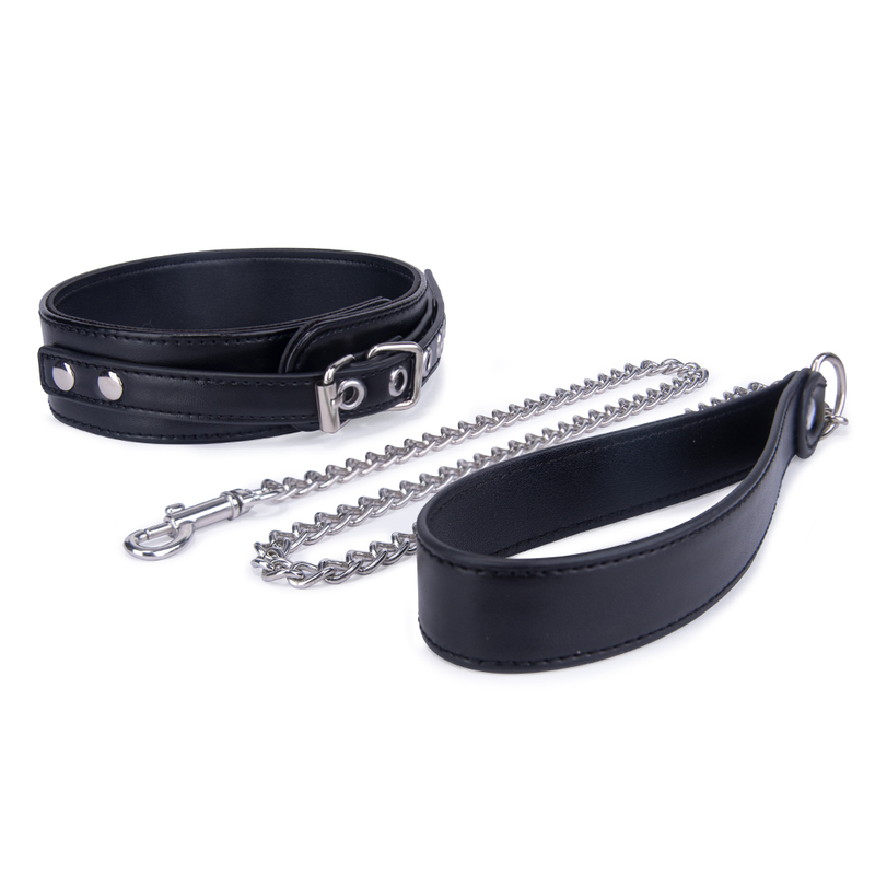 Gotische vrouwelijke bondageset met verstelbare kraag en ketting voor spelen met volwassenen