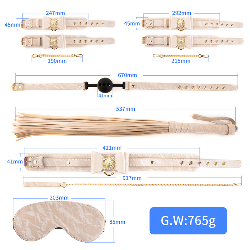 Hot 6 Pz/set Giocattoli Del Sesso Per La Donna Cuoio SM Bondage Sesso Set Manette Manette Frusta Corda Benda Giocattolo Del Sesso Erotico per coppia