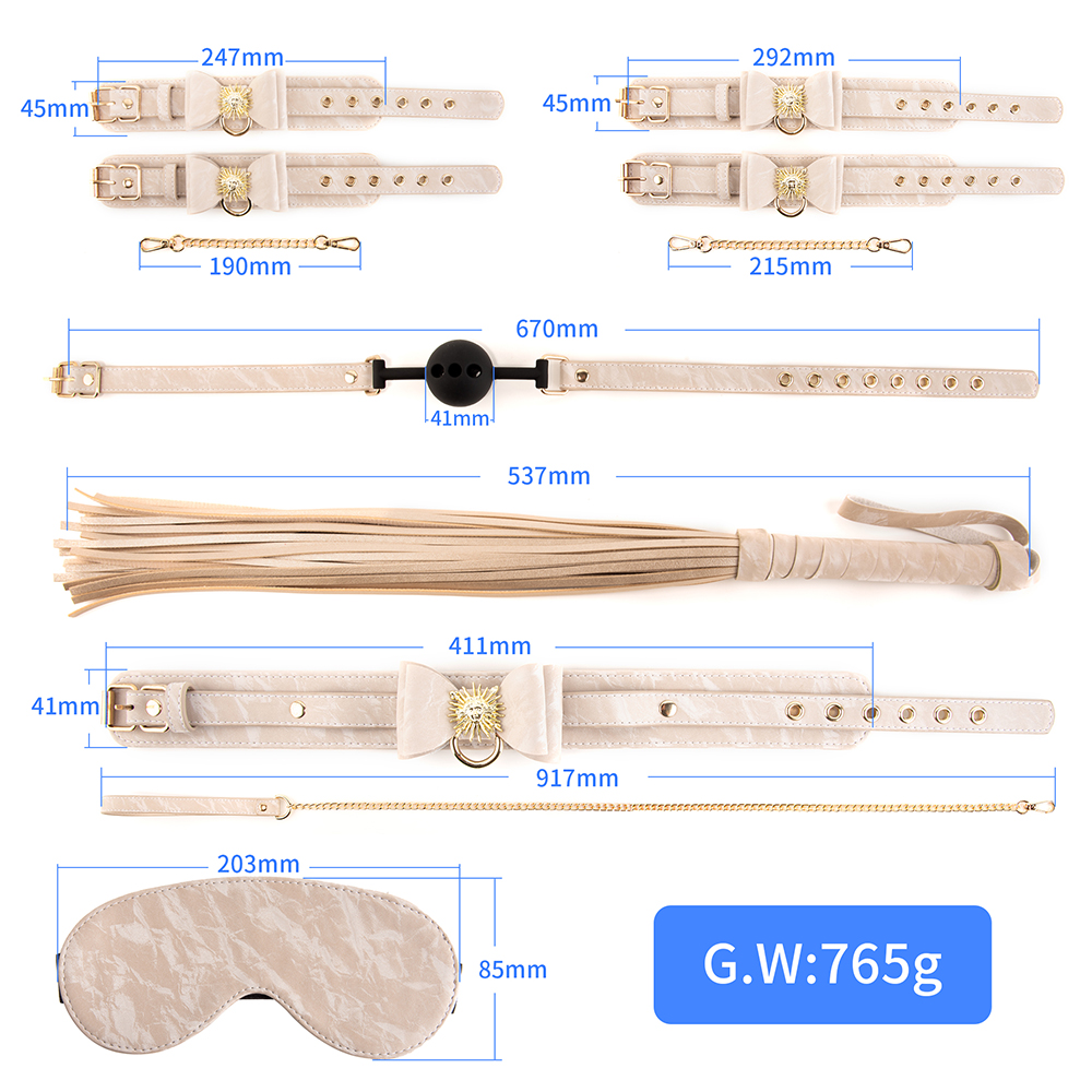 Hot 6 Pz/set Giocattoli Del Sesso Per La Donna Cuoio SM Bondage Sesso Set Manette Manette Frusta Corda Benda Giocattolo Del Sesso Erotico per coppia