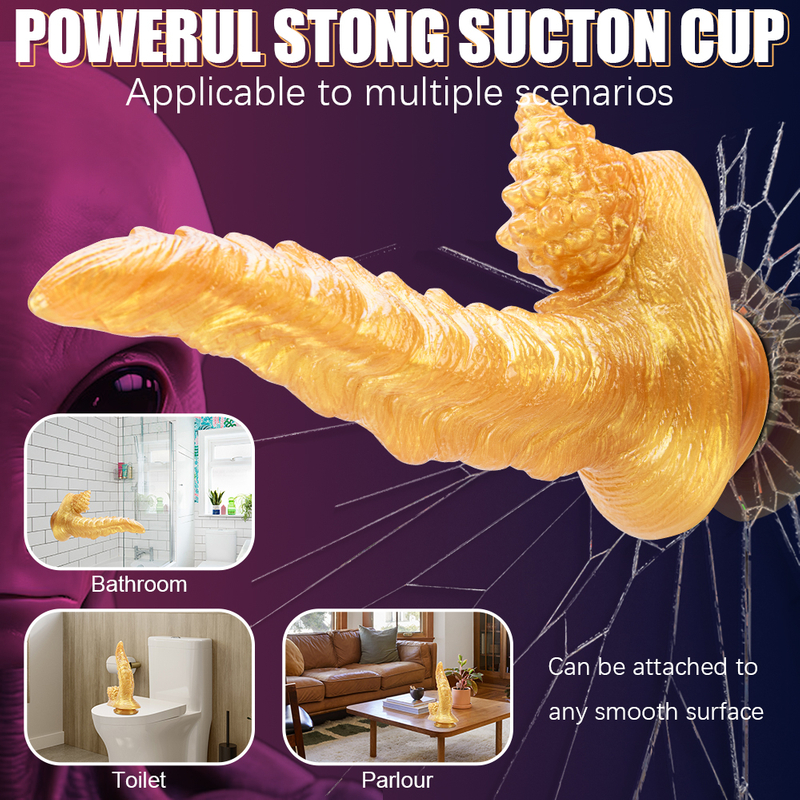 Herrenspielzeug f&uuml;r Erwachsene, Fantasy-Gold-Alien-Dildo, Tierdildos mit buntem Monster-Design