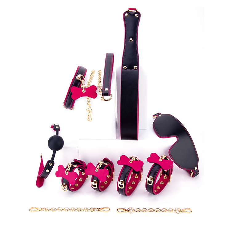 6-teiliges lila und schwarzes BDSM-Bondage-Set f&uuml;r Erwachsene, Cosplay, 6-teilige Kollektion f&uuml;r Flirt- und SM-Abenteuer von Paaren