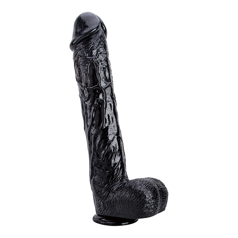 Erotikshop f&uuml;r riesiges, realistisches, weiches PVC-Dildo mit schwarzem K&ouml;rper, sicheres weibliches Masturbations-Sexspielzeug