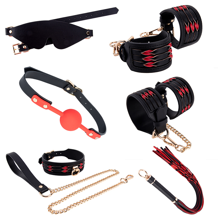 6-teiliges Leder-Bondage-Set f&uuml;r Frauen, Pl&uuml;sch-BDSM-Sexspielzeug-Set f&uuml;r Paare, SM-Erotikspiele
