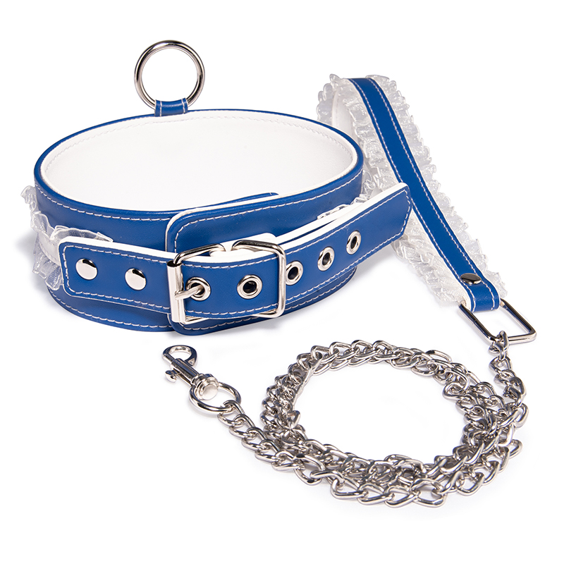Collare e catena in pelle SM all'ingrosso con catena in metallo per coppie Collana girocollo schiava sexy BDSM