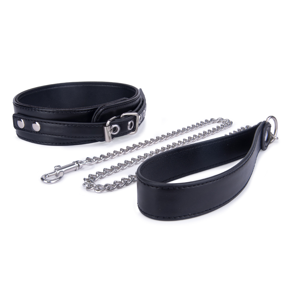 Collare BDSM nero Collare e guinzaglio per bondage BDSM Set per donne Giochi di ruolo Giocattoli sessuali Restrizioni per schiavi regolabili Prodotti per adulti Collare per bondage SM per coppie
