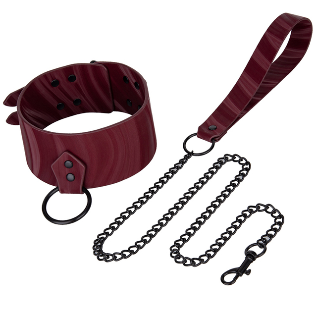 커플의 BDSM 플레이를 위한 최고 판매 불꽃 PU 가죽 속박 고리 구속 목 고리