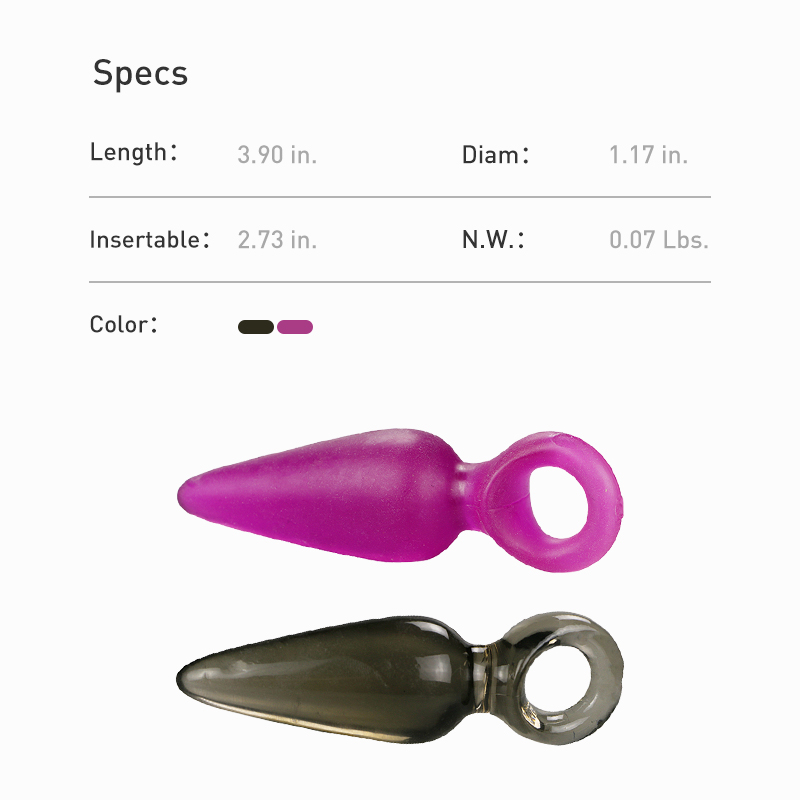 Gladde TPR-anaalplug met taps toelopende ballon en ophaalring