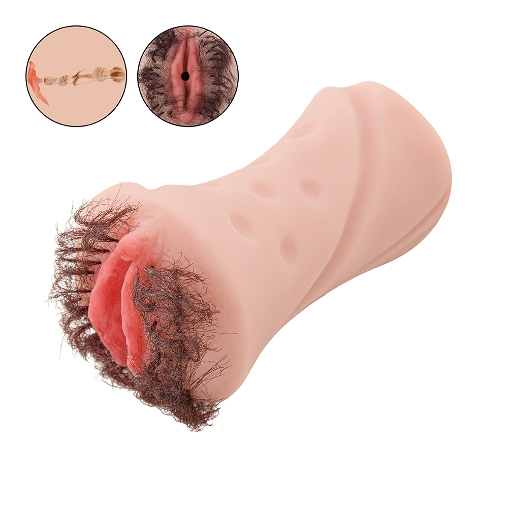 Giocattolo del sesso portatile Figa tascabile maschile con capelli veri e sensazione morbida
