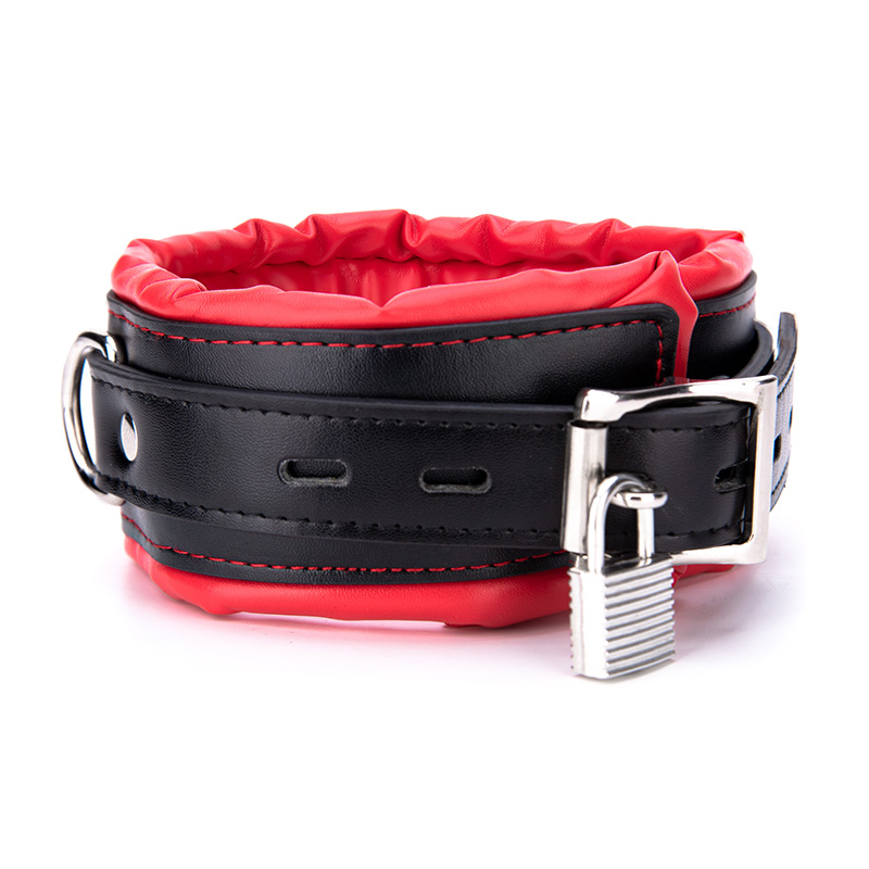 Schwarz und Rot mit Schloss, BDSM-Halsband, Bdsm-Bondage-Halsband und Leine-Set, Frauen, Rollenspiel, Sexspielzeug, verstellbare Sklavenfesseln, Erwachsene Produkte, SM-Bondage-Halsband f&uuml;r Paare