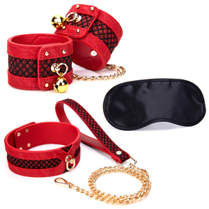 3 st&uuml;cke Set Bett Bondage Set Zur&uuml;ckhaltung Erwachsene Spiel G&uuml;rtel Sex Handschellen Nippel Klemme Peitsche Kragen Kit Sex Spielzeug f&uuml;r Paar Sex Zubeh&ouml;r