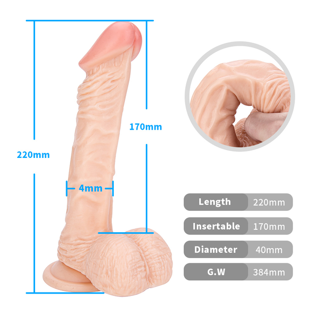 Realistischer Weich-PVC-Fleisch-Penis-Vagina-Dildo, gro&szlig;er Anal-Buttplug mit Saugnapf f&uuml;r Frauen